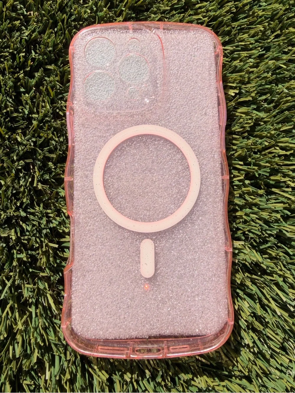 iPhone 16 pro max Transparent Pink Glitter MagSafe-Compatible Phone Case